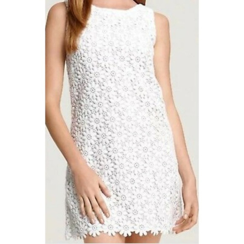 EUC White Lela Shift Floral Lace Dress